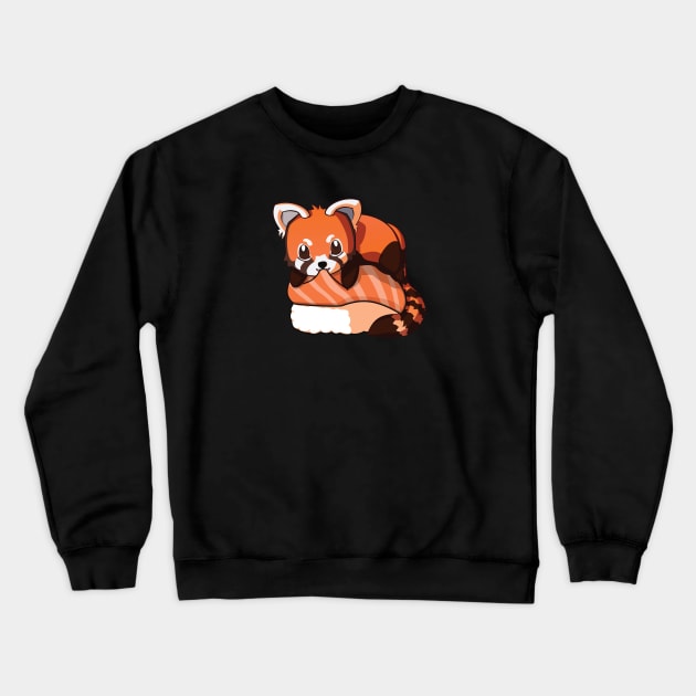 Red Panda Salmon Sushi Crewneck Sweatshirt by Myanko